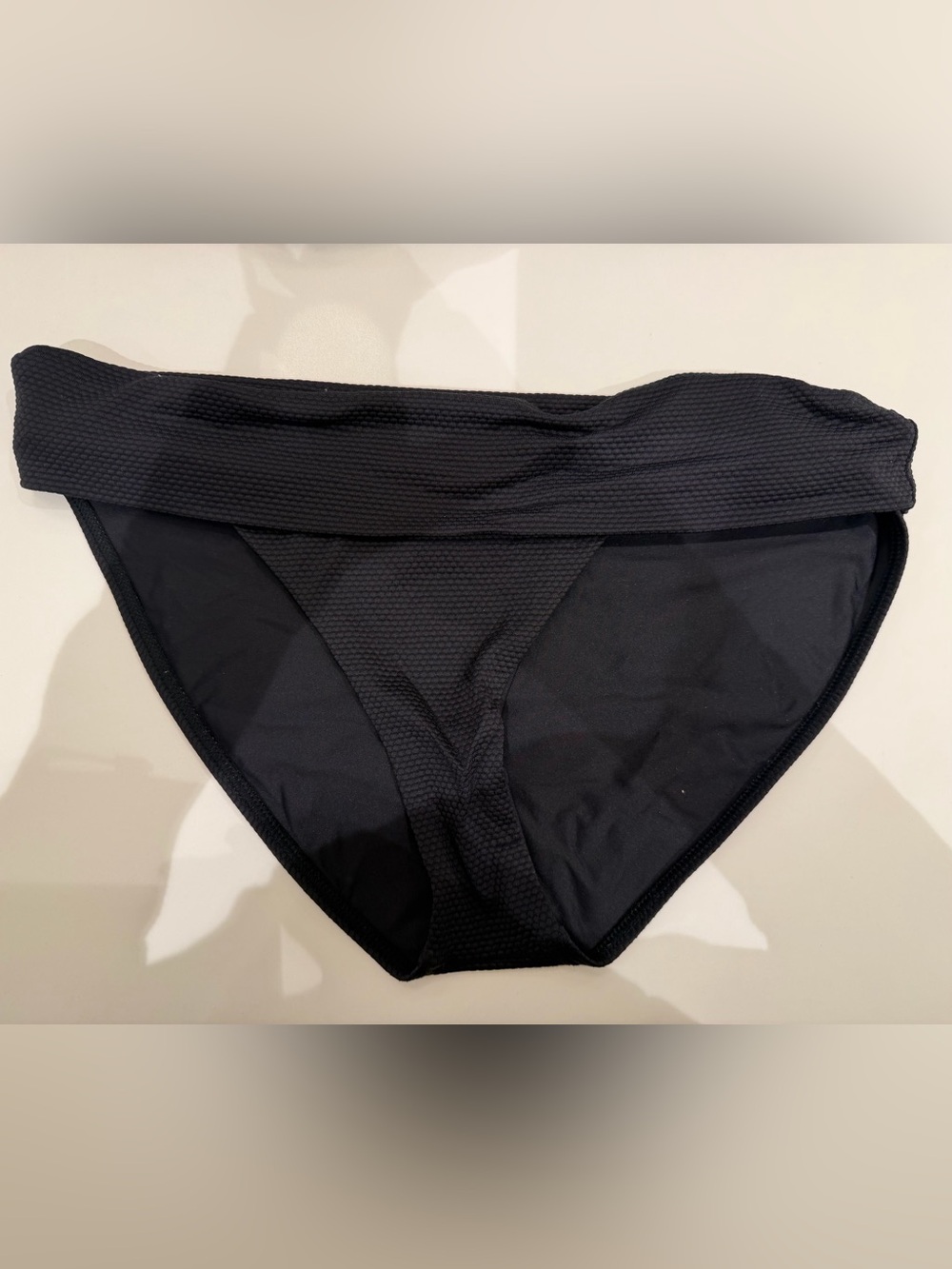 Maxswim Sydney Textured Hipster Bikini Bottom Size XL Black Pique Foldover Waist